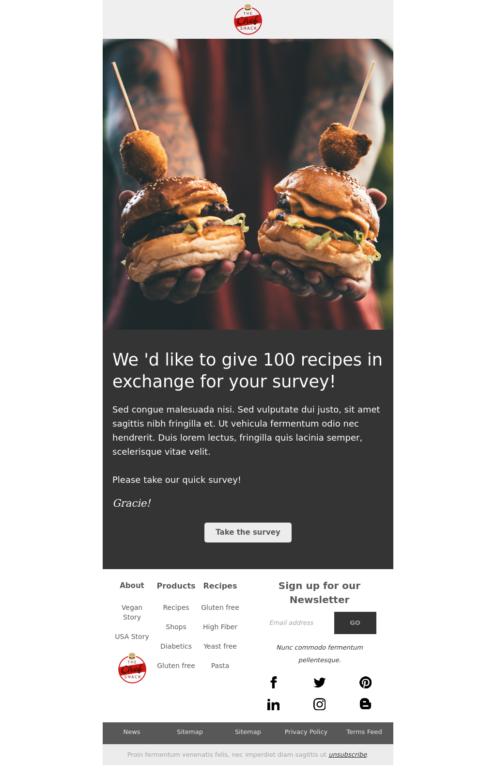 Clean Looking Street Food Themed Survey Invitation Email Template